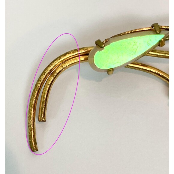 Vintage Floral Gold Tone MCM Brooch Pin Made In West Germany Aurora Borealis - Picture 7 of 7